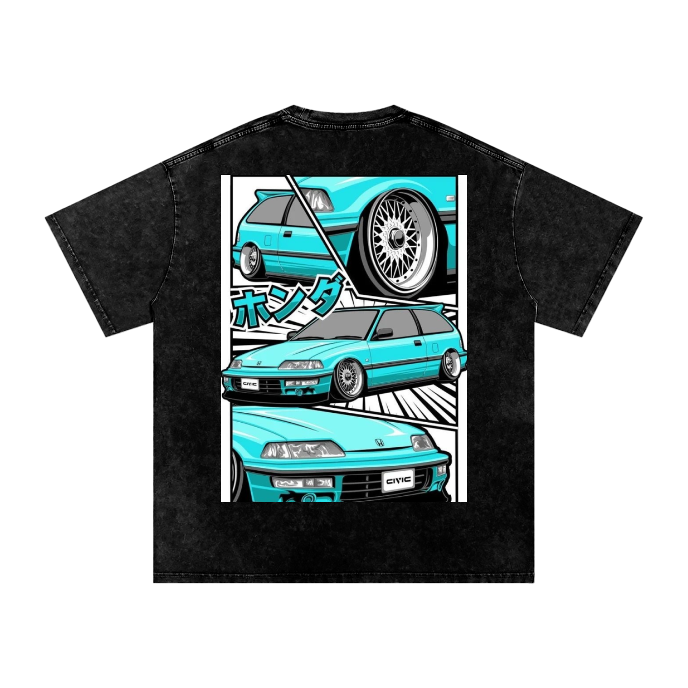 Acid Wash Oversize T-Shirt - HONDA CIVIC
