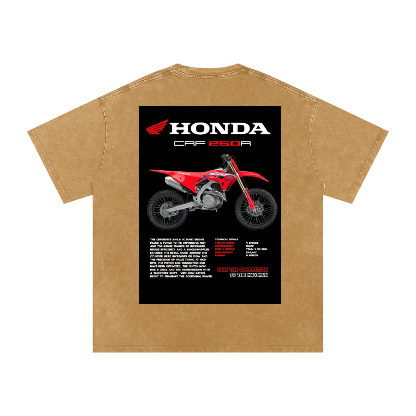 Acid Wash Oversize T-Shirt - HONDA 250r