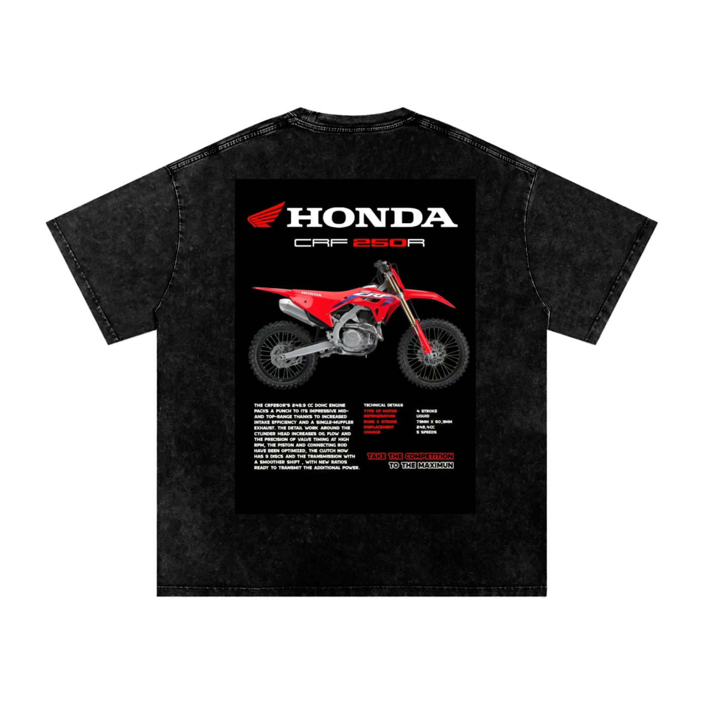 Acid Wash Oversize T-Shirt - HONDA 250r