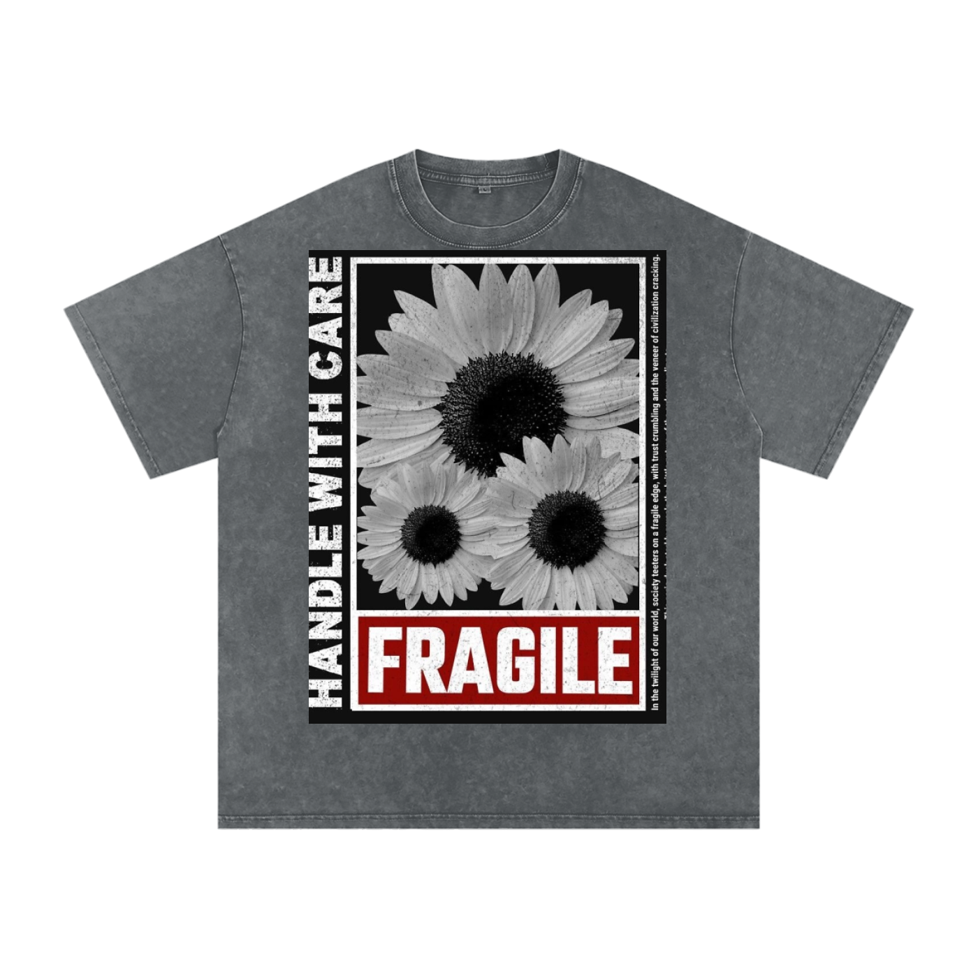 Acid Wash Oversize T-Shirt - flower