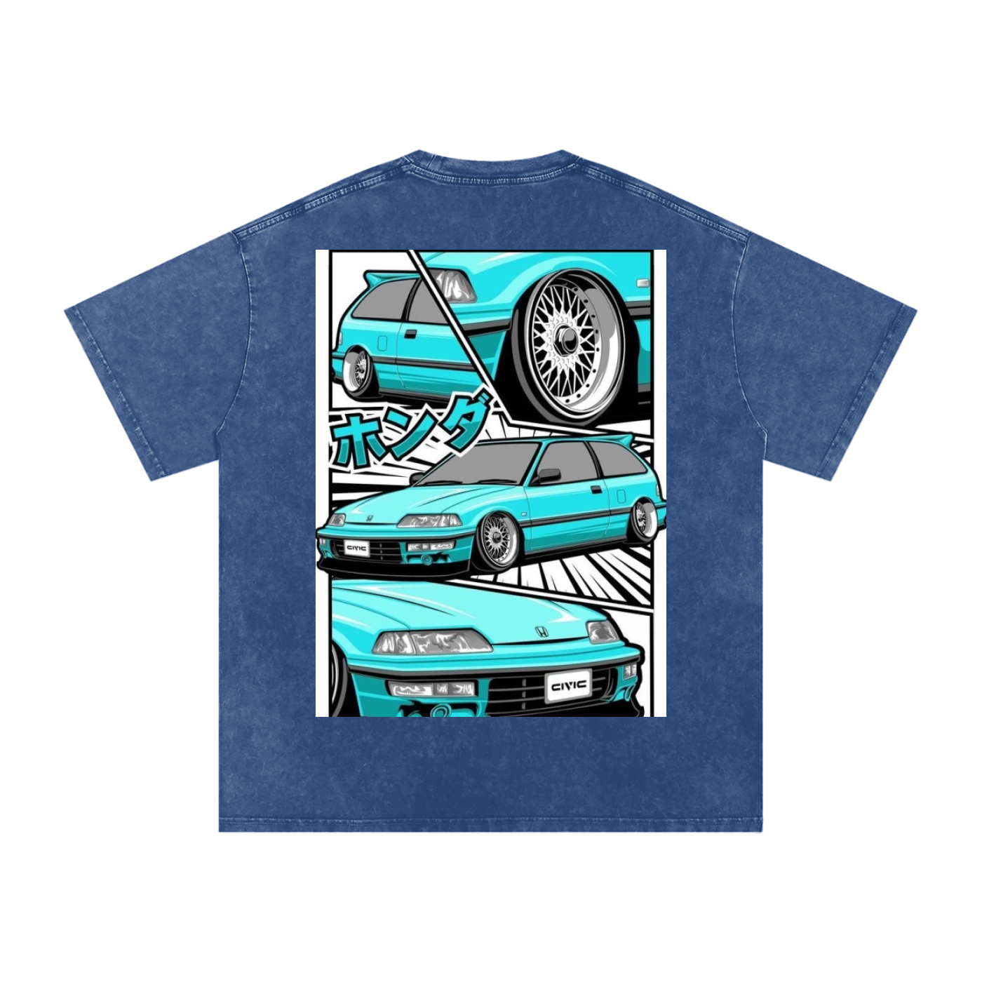 Acid Wash Oversize T-Shirt - HONDA CIVIC