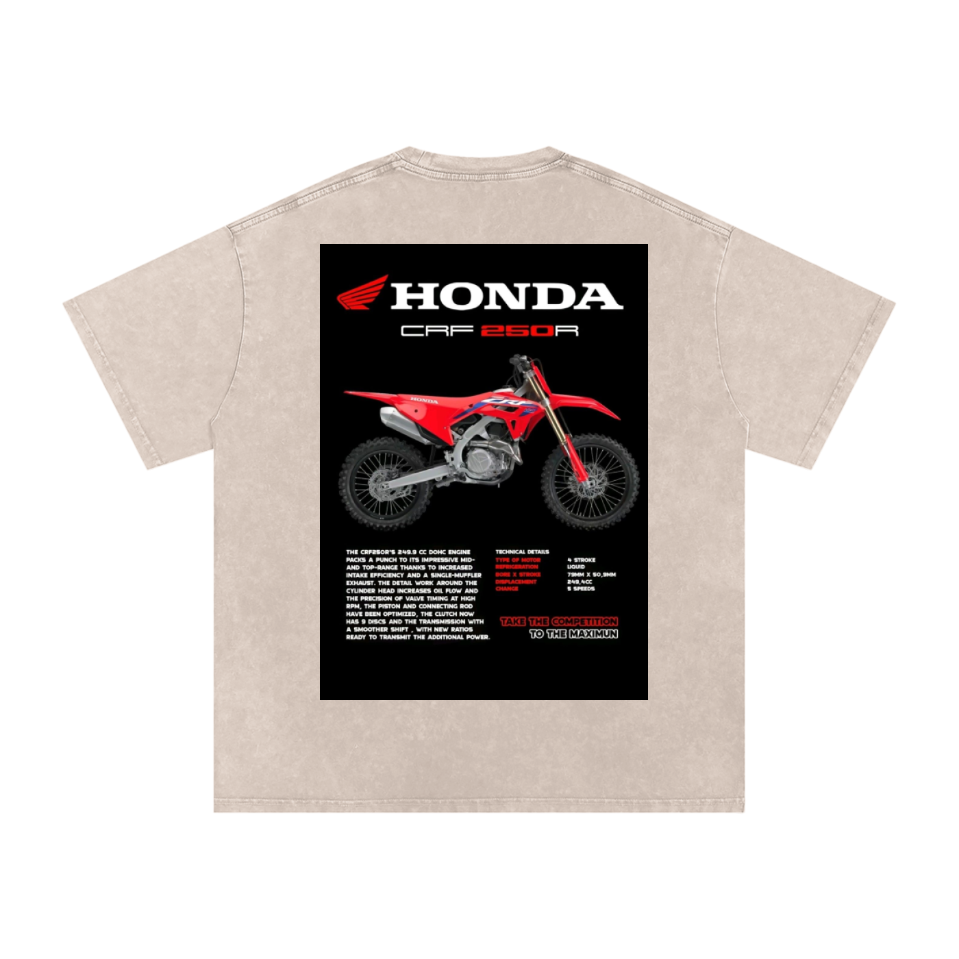 Acid Wash Oversize T-Shirt - HONDA 250r