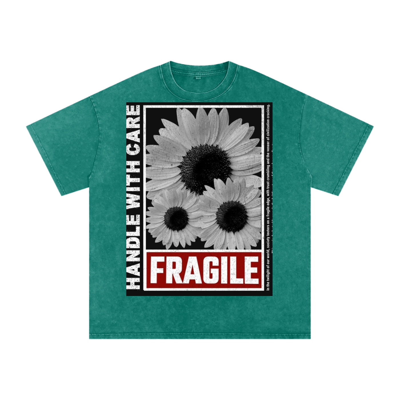 Acid Wash Oversize T-Shirt - flower