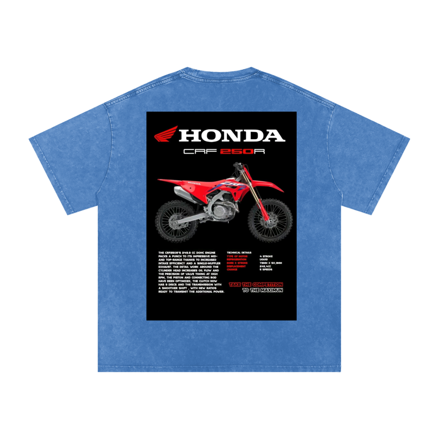 Acid Wash Oversize T-Shirt - HONDA 250r