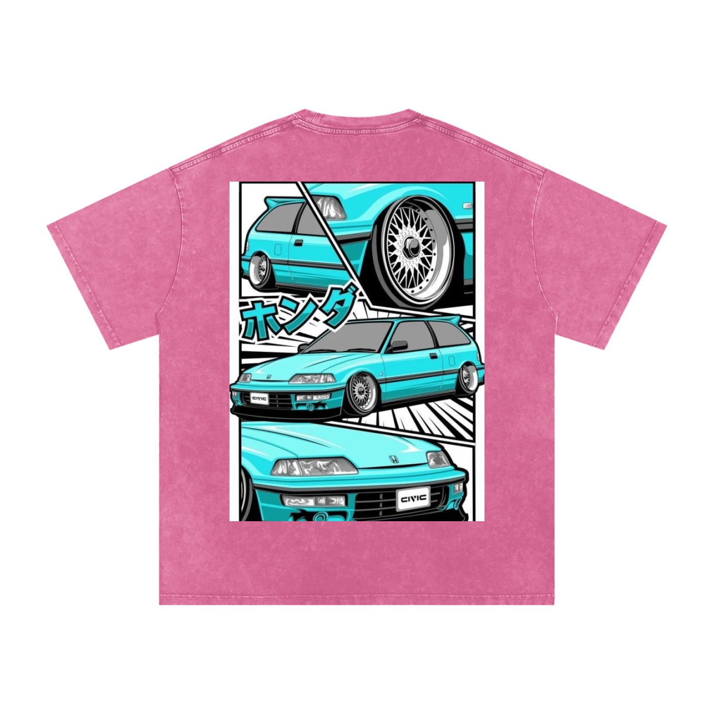Acid Wash Oversize T-Shirt - HONDA CIVIC