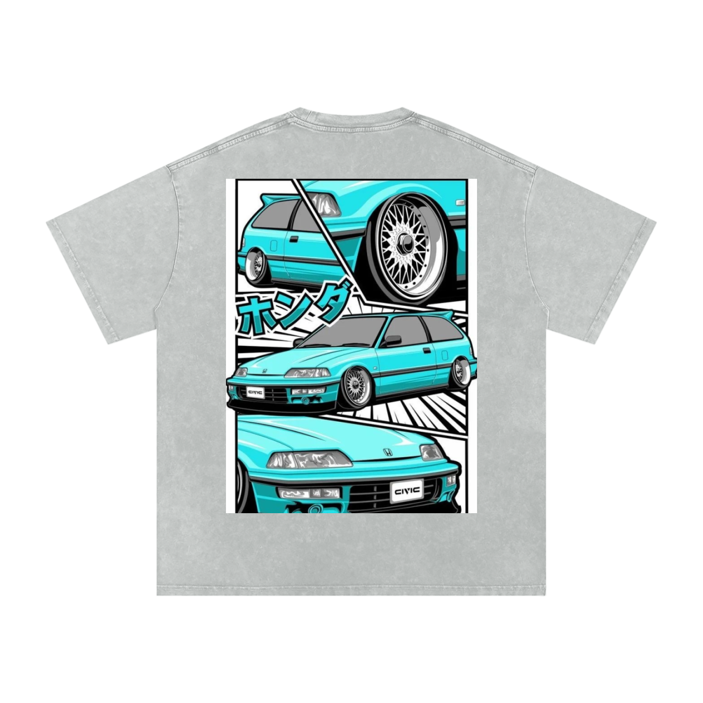 Acid Wash Oversize T-Shirt - HONDA CIVIC