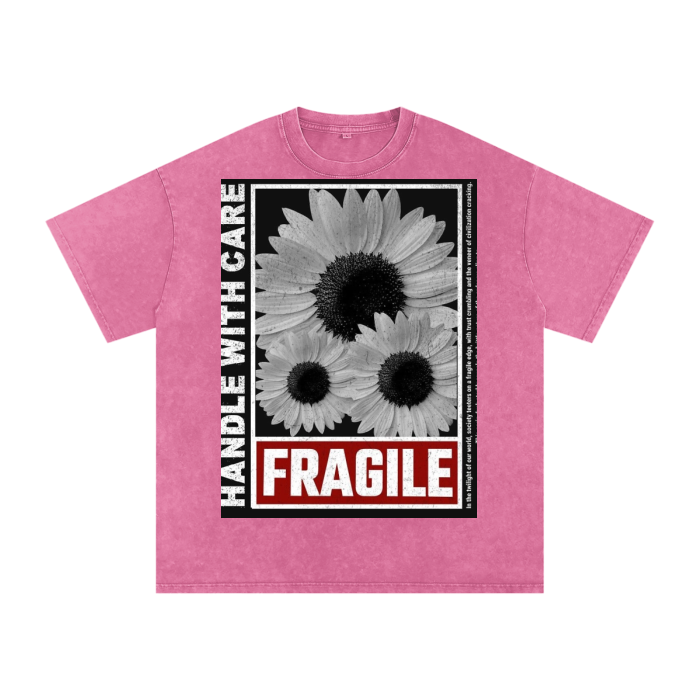 Acid Wash Oversize T-Shirt - flower