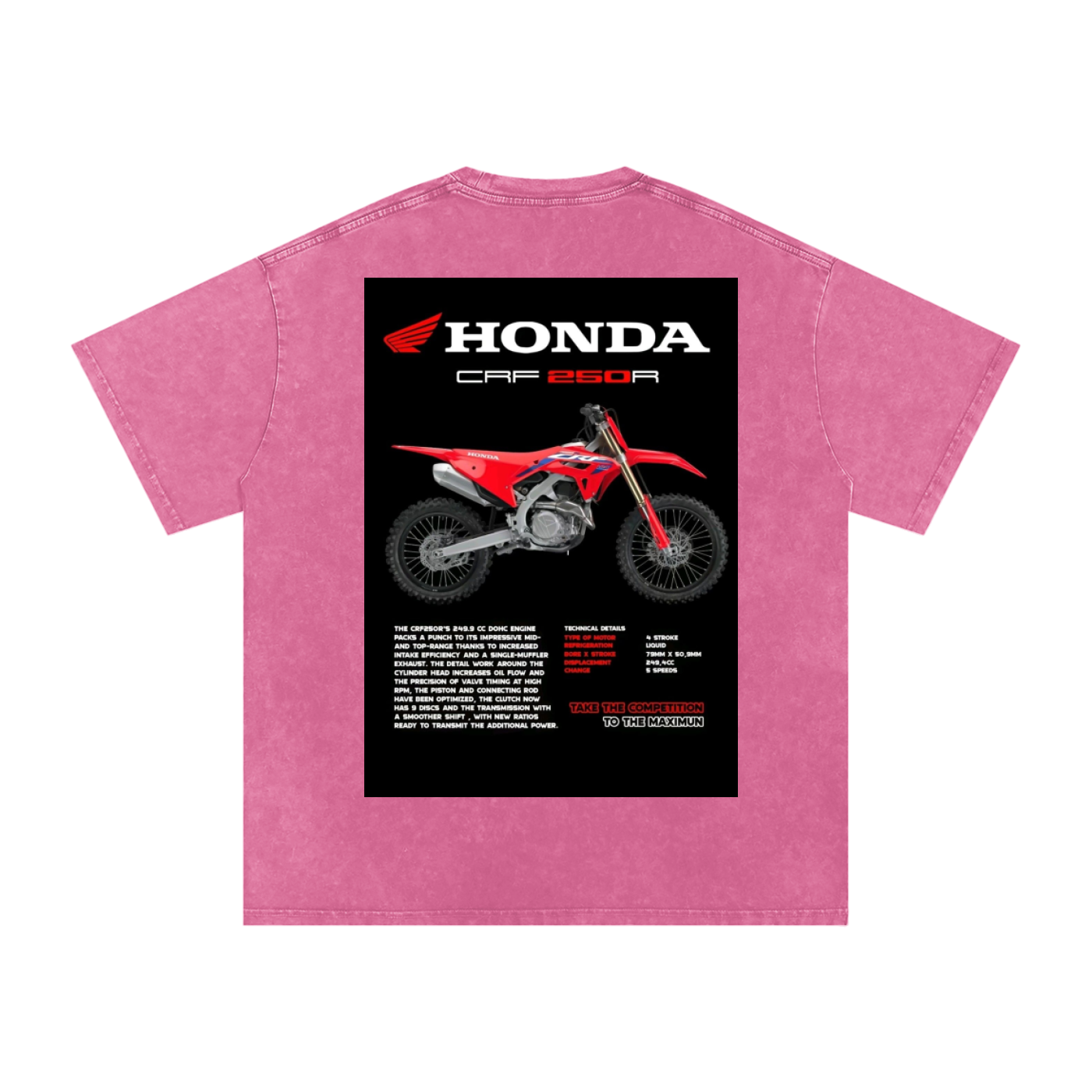 Acid Wash Oversize T-Shirt - HONDA 250r