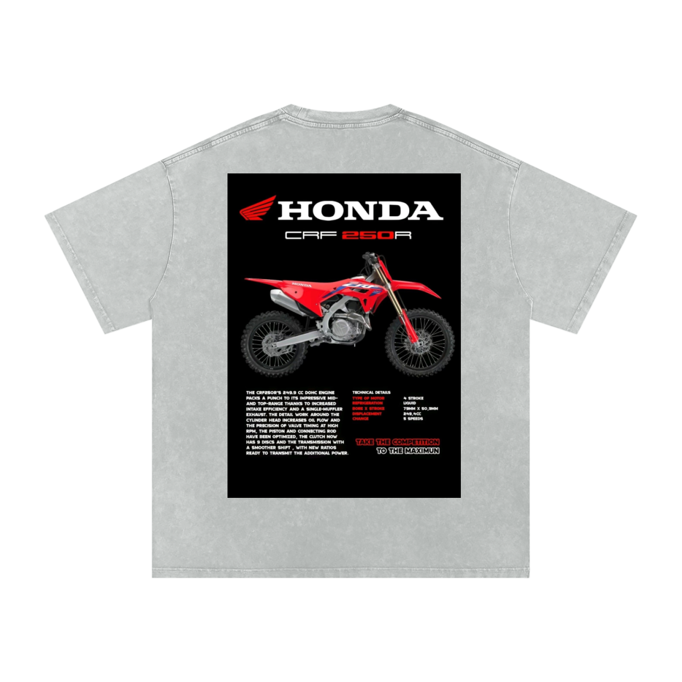 Acid Wash Oversize T-Shirt - HONDA 250r