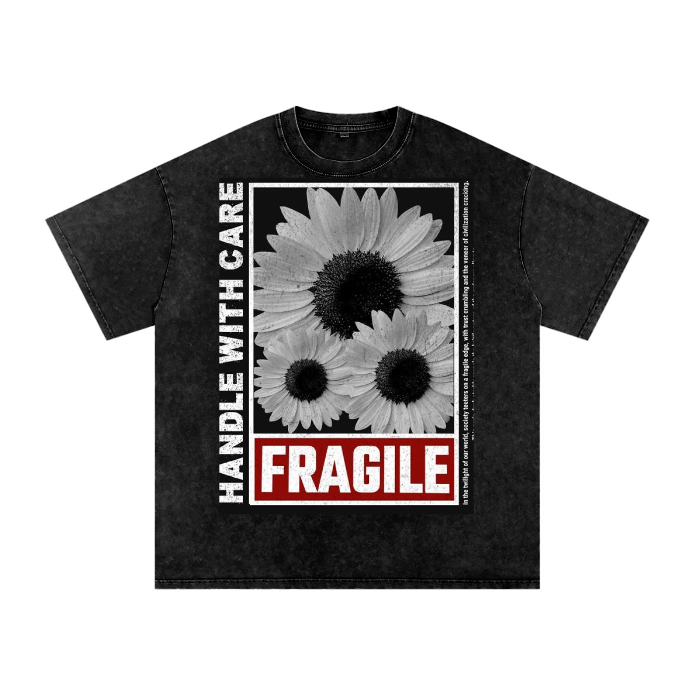 Acid Wash Oversize T-Shirt - flower
