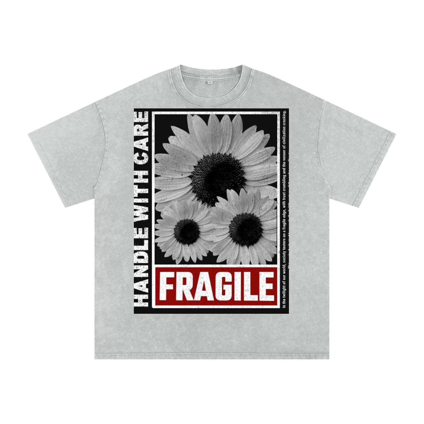 Acid Wash Oversize T-Shirt - flower